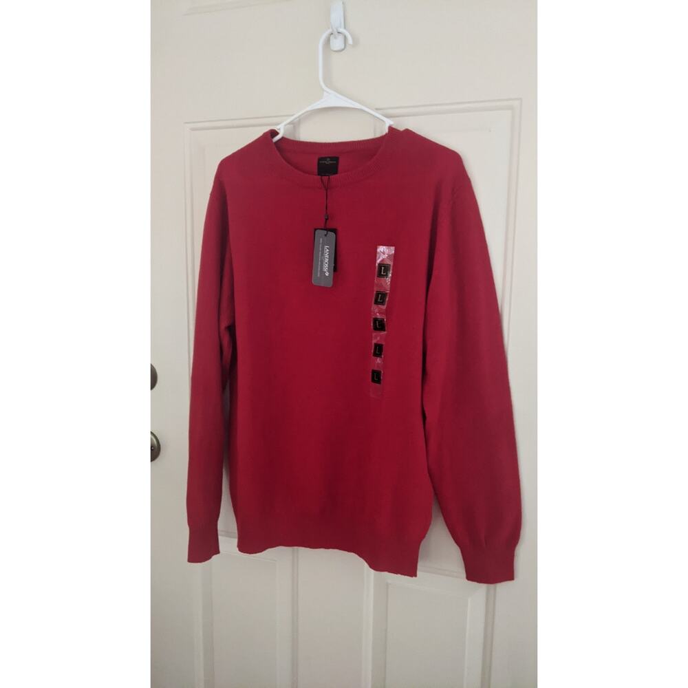 Vintage NWT Men's Red Lambswool Crewneck Italian by Lanerossi, Luxury Preppy